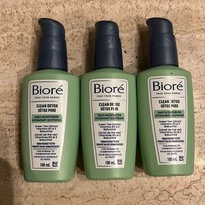 NWT lot of 3 Biore Clean Detox Daily Moisturizer - 3x100 ml